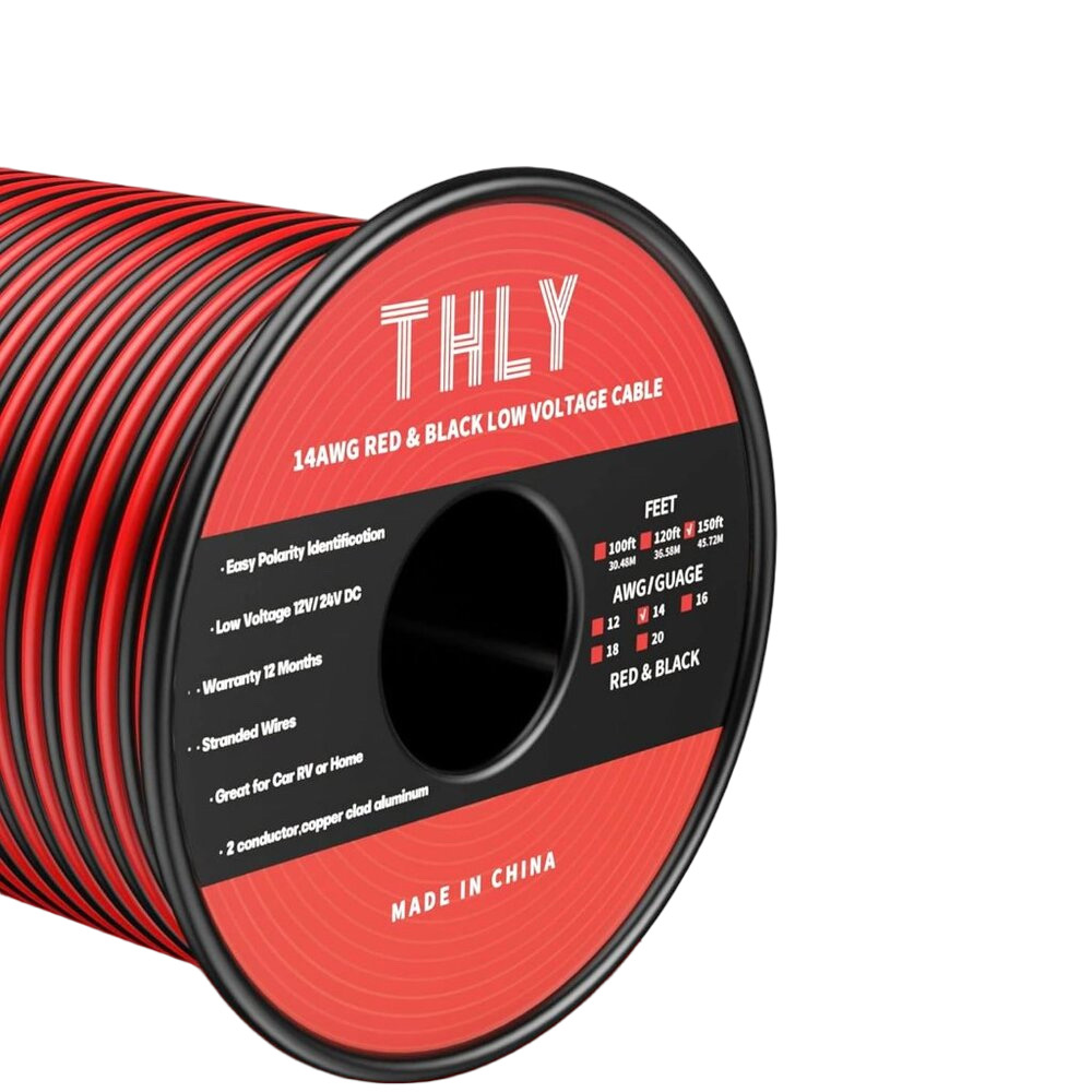 150FT 14 Gauge Wire 12V Electrical 14 AWG Wire 2 Conductor Automotive Flexible